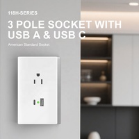 Prises murales USB C sud-américaines Prise de terre standard américaine à 3 broches avec prise USB de type A Type C