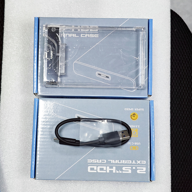 2.5-inch HDD Enclosure SATA III to USB 3.1 External Hard Drive Case SATA SSD Case to Type-C Transparent Hard Drive Chassis