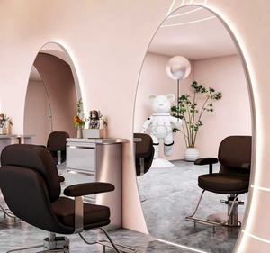 Miroir de coiffure moderne en verre, durable, sur pied, mobilier de salon commercial - Product Image 3