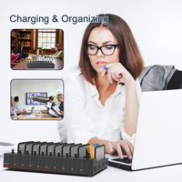 Armoire de charge pour ordinateur portable haute puissance 360W avec station USB 10 ports pour réunions de bureau