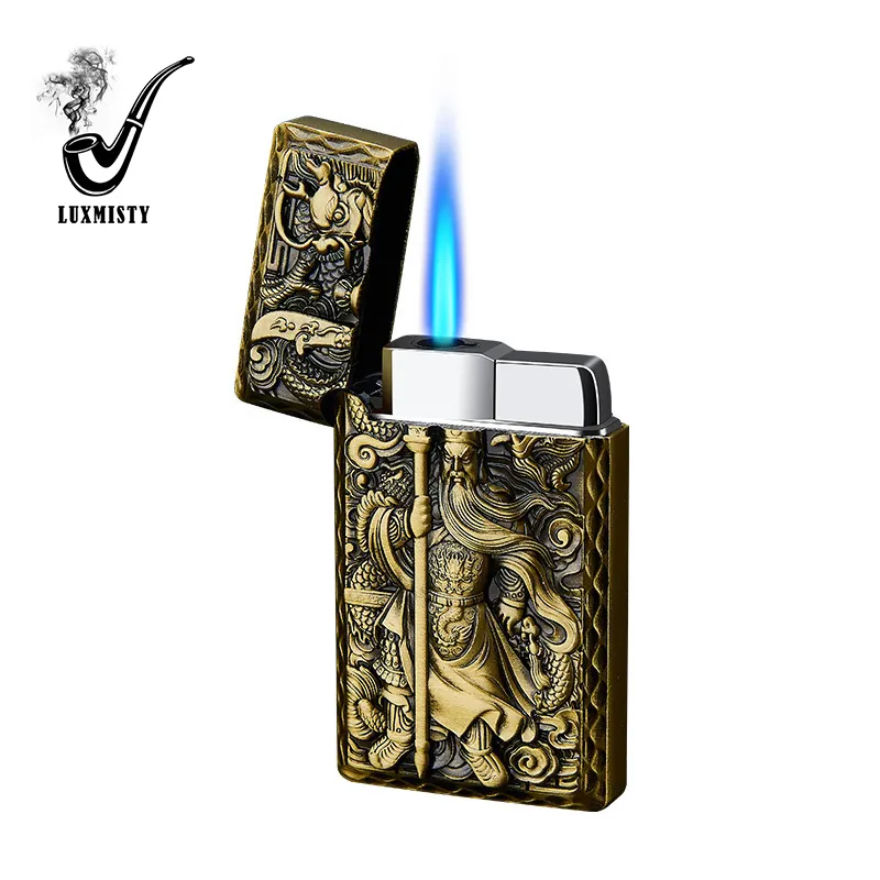 Sound straight into the lighter windproof blue flame embossed lighter