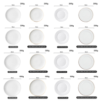 Assiette en céramique de porcelaine blanche imprimée/décalcomanie personnalisée assiettes de mariage ensemble d'assiettes en porcelaine céramique chargeur à bord doré