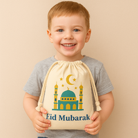 Décorations du Ramadan Pafu pour enfants, pochette cadeau Eid Mubarak avec motif mosquée, Coran, lune et étoile, sacs cadeaux à cordon pour le Ramadan