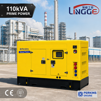 Groupe électrogène diesel silencieux 110 kVA, moteur Perkins, triphasé 480 V 230 V, refroidissement par eau, châssis ouvert, ATS, pour usage industriel de secours