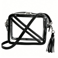 Sac bandoulière transparent en PVC personnalisé pour femme avec garniture en cuir PU, sac à main tendance pour événements, vente en gros