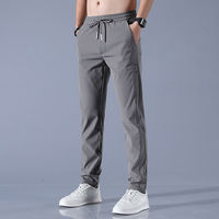 Pantalon décontracté élastique en soie glacée pour homme – Tendance estivale, coupe ample, respirant, idéal pour le sport et le travail