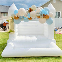 Château gonflable commercial en PVC pour intérieur et extérieur, combo château gonflable blanc avec toboggan et fosse à balles
