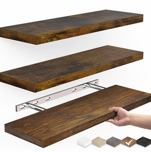 벽걸이형 나무 선반, 욕실, 침실, 거실용 루스틱 스타일 - Product Image 4