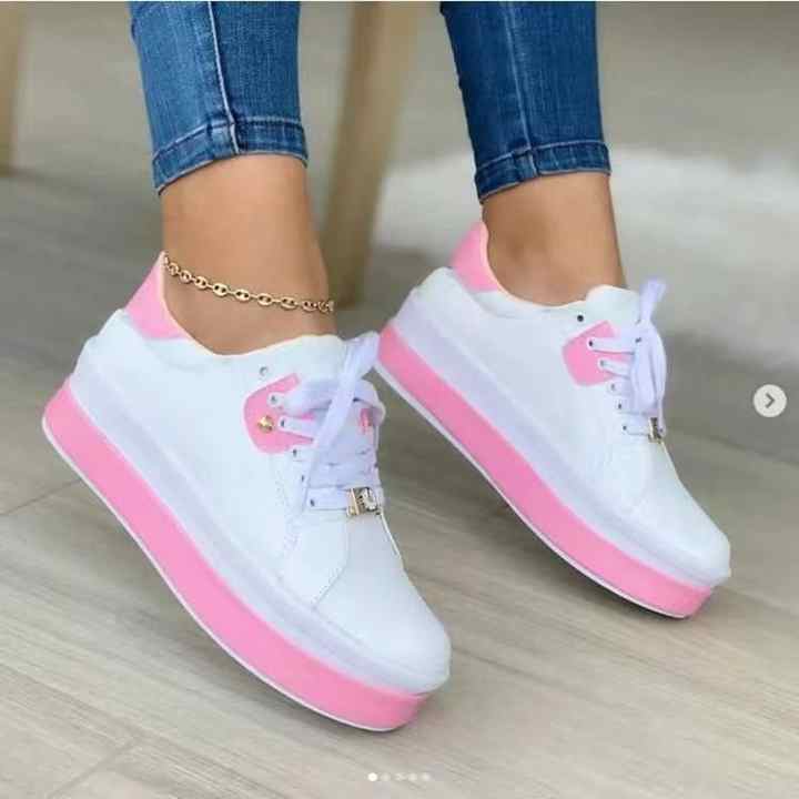 New Casual Trendy Plus Size Shoes For Womens New Ladies Thick-soled Lace-up Running Shoes For