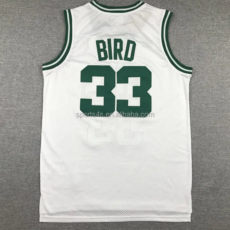 Throwback Retro CLASSIC Boston City The Bird 33 Larry BIRD Green White Split stitched JERSEY