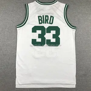 复古经典波士顿市鸟33拉里·伯德绿色白色拼接刺绣运动衫