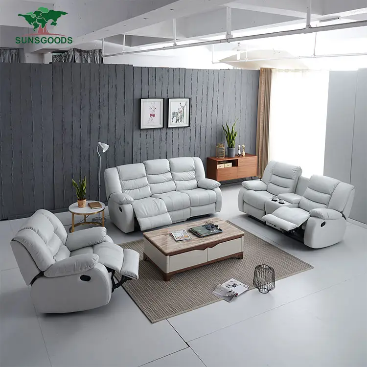 Vuelos a casa muebles sofá de cuero reclinable sofá de 321 conjuntos de sofá de 3 plazas con 2 eléctrica sillones reclinables