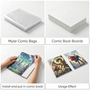 JIN OU Lot de 100 pochettes et cartes pour bandes dessinées, couleur argent, Modern Age 42 PT. Planches de support épaisses et sacs en Mylar refermables - Product Image 3