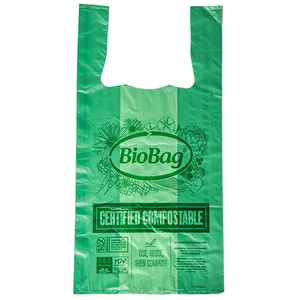 Compostable PBAT+<b>PLA</b>+Corn Starch Biodegradable T-shirt Bag with Recycled Materials for Supermarket & Exhibition Shopping - Product Image 1