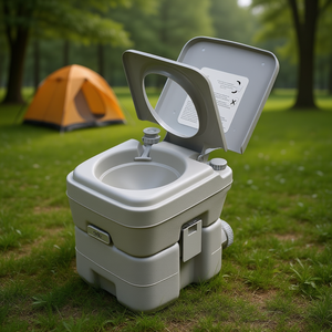 ห้องน้ำเคลื่อนที่แบบพกพา 5 แกลลอน สำหรับตั้งแคมป์และใช้งานกลางแจ้ง ดีไซน์ทันสมัย สีเทา - Product Image 2