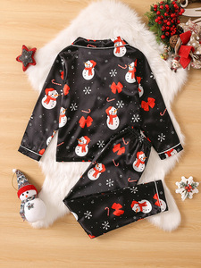 Navidad familia a juego mamá y yo trajes de manga larga botón abajo satén madre e hija dibujos animados impreso Navidad ropa de dormir - Product Image 6