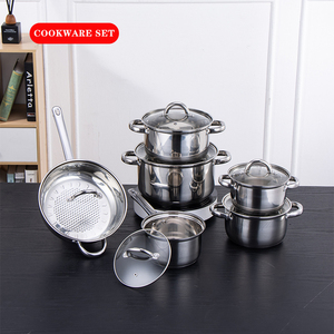 Bán Sỉ Phụ Kiện Nhà Bếp Bộ Nồi Nấu Ăn Bằng Thép Không Gỉ Nồi Nấu Súp Đồ Dùng Nhà Bếp 12 Cái Bộ Dụng Cụ Nấu Ăn Chống Dính - Product Image 2