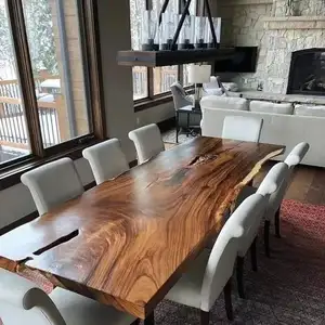 Amostra grátis Moderno Personalizar Live Edge Cozinha Móveis Restaurante Solid Walnut Wood Slab Mesa de jantar Top
