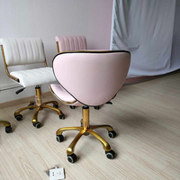 Mobilier de salon de manucure salon de coiffure petit technicien chaise tabouret luxe en cuir rose hauteur réglable pédicure tabouret