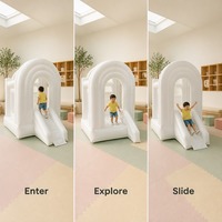 Château gonflable blanc pour enfants, trampoline, aire de jeux intérieure/extérieure avec souffleur