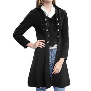 Women's Gothic Victorian <b>Tailcoat</b> Jacket with Lace Trim Medieval Pirate Costume Coat - Product Image 6