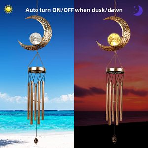 Oniya <strong>Large</strong> Retro Copper Wind Bells with Crackle Glass <strong>Ball</strong>, Soft Deep Tone, <strong>Solar</strong> Wind Chimes for Patio <strong>Garden</strong> Decor - Product Image 3
