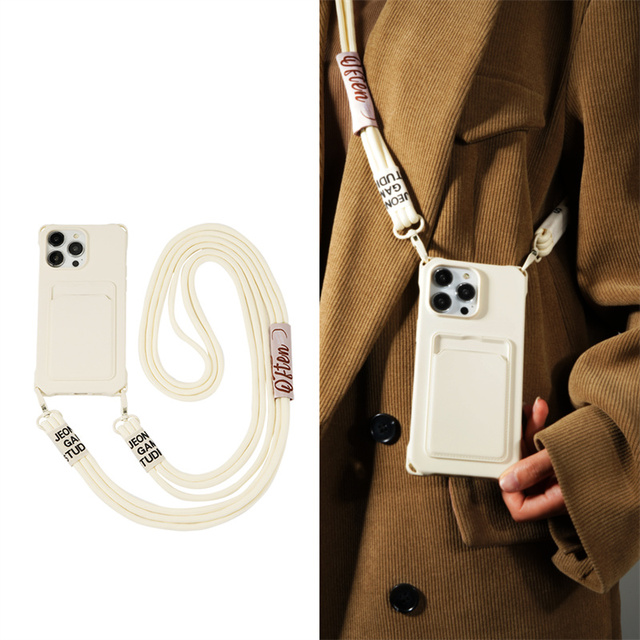 Strap Case for IPhone 16 15 14 12 11 Pro Max 13 Mini XS X 8 7 Plus Shockproof Silicon Card Slot Crossbody Necklace Lanyard Cover