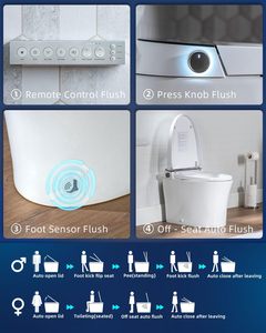 Inodoro Inteligente CANEST con Bidé, Descarga Automática, Sensor de Pie para Abrir/Cerrar, Asiento con Agua Caliente, Descarga por Sifón, Control Remoto, S-trap - Product Image 3