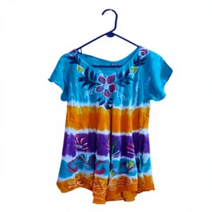 Vestidos casuales de rayón con estampado floral tie-dye, cuello en V, sin mangas, ecológicos, sencillos, para la playa, de longitud hasta la rodilla, para mujer. - Product Image 1