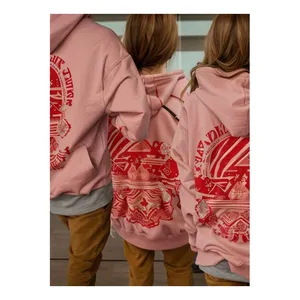 HLN Outdoors Oversize Print Hoodie Fashion Brand Designer Digital Print Us Size Heavyweight Pullover Women's Hoodies Pink