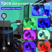 Mini projecteur LED USB Coucher de soleil Arc-en-ciel Néon, éclairage d'ambiance pour café, bar, photographie, chambre à coucher, fête, décoration de pièce