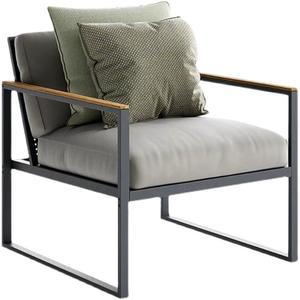 Canapé de jardin extérieur une place, structure en alliage d'aluminium, coussin imperméable, design moderne et minimaliste pour balcon et cour. - Product Image 1