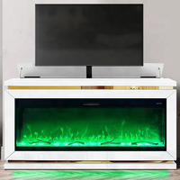 Mueble de TV con Espejo de Madera, Mueble para Televisor con Chimenea Eléctrica para Sala de Estar, Venta Directa de Fábrica