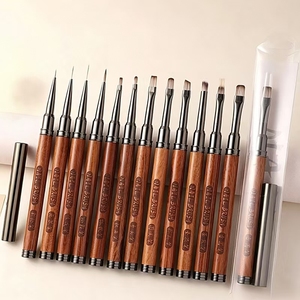 Juego de Pinceles de Nailon con Mango de Madera de Lujo para Arte de Uñas, Pinceles Profesionales para Manicura, Pinceles Planos y Angulares para Detalles, Venta al por Mayor para Salones de Uñas - Product Image 2