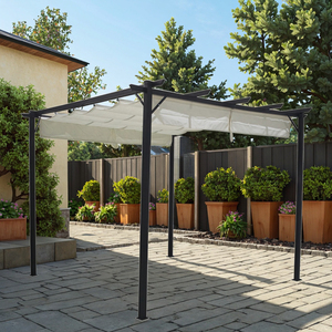 현대 3x3x2.4M 철 정원 Pergola 야외 Sunspelcer 개폐식 캐노피 파빌리온 공원 간이 텐트 사용 야외 가구 - Product Image 5