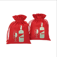 Pochette personnalisée en flanelle rouge et suède avec cordon de serrage, élégante pour cadeaux de mariage, emballage de vêtements, impression de logo personnalisé pour sacs promotionnels