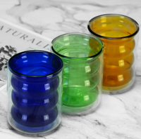 Tasse à Matcha Transparente Rétro à Rayures Dégradées Personnalisable OEM ODM avec Logo Privé pour Cérémonie