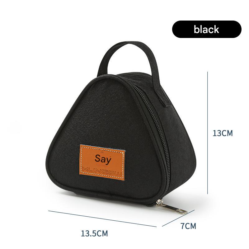 3-PCS Black Triangular Insulated Lunch Bag with Food-Grade Aluminum Lining for Heat Preservation and Freshness, Ideal for Meals, Snacks, Eggs, and Milk on the Go
