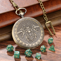 Ensemble de dés de jeu en acrylique RPG D-N-D avec boîte en métal à trois têtes de dragon pour les cadeaux de fête, dés en plastique polyédriques pour cadeaux