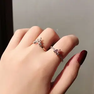 Stainless Steel Fashion Jewelry Ring Love Crown Double Set Ring Gift