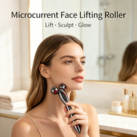 Rouleau facial à micro-courant alimenté par énergie solaire, masseur facial, outil de beauté pour le lifting du visage, le contouring, le resserrement de la peau, soin quotidien de la peau