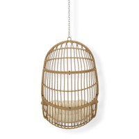 Chaise suspendue moderne pour plafond, avec chaîne, pour jardin, piscine, extérieur, hôtels, parcs - Chaise en métal durable et en véritable osier pour la famille