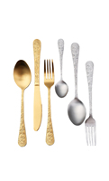 Ensemble de couverts de luxe de haute qualité en acier inoxydable 18/0 plaqué or pour mariage