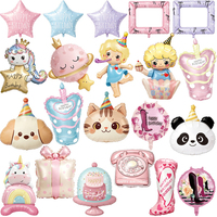Ballon en aluminium licorne animaux de dessin animé en gros, forme cadre de gâteau rose, pour décoration de fête d'anniversaire d'enfants, accessoires photo et fournitures