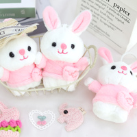 Nouvelle poupée animale en peluche de coton mignonne et douce, décoration de sac, petit lapin rose, porte-clés, pendentif de sac à dos en fourrure