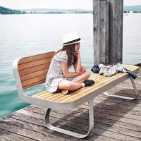 Banc long en acier inoxydable WPC pour cour, parc, espace public, loisirs en plein air, combinaison table et chaises d'extérieur
