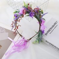 Couronne florale de mariage ajustable faite à la main pour femme, guirlande florale, coiffe, bandeau