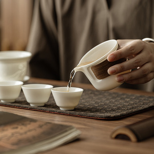 Guanlan Jade White Porcelain Travel <b>Tea</b> <b>Set</b> Portable Quick Cup Ceramic Teapot With Three Cups And Filter Inner Liner - Product Image 3