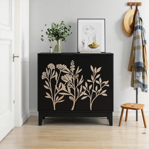 ตู้บุฟเฟ่ต์ไม้ MDF สไตล์วินเทจ ขนาด 31.5 นิ้ว สำหรับตกแต่งบ้าน บาร์ พร้อมบานประตูปรับระดับได้ 2 บาน และชั้นวางของ เฟอร์นิเจอร์ไม้ - Product Image 1