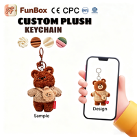 Funbox Peluches personnalisées, mini-ours de dessin animé, porte-clés en peluche, jouets en peluche, jouets pour machines à griffes, porte-clés personnalisé